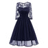 Retro Chiffon And Lace Dress #Midi Dress #Blue #Retro Dress